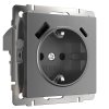 Werkel W1171764 Розетка с заземлением, шторками и USB тип A+C графит матовый