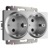 Werkel W1172065 Розетка двойная с заземлением серебряный матовый
