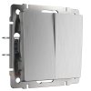 Werkel W1120009 Выключатель двухклавишный cеребряный рифленый