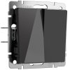 Werkel W1120048 Выключатель двухклавишный черный акрил