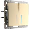 Werkel W1120111 Выключатель двухклавишный с подсветкой шампань