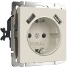 Werkel W1171562 Розетка с заземлением, шторками и USBх2 айвори матовый