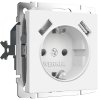 Werkel W1171561 Розетка с заземлением, шторками и USBх2 белый матовый