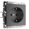 Werkel W1171004 Розетка с заземлением графит рифленый