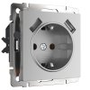 Werkel W1171506 Розетка с заземлением, шторками и USBх2 серебряный