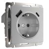 Werkel W1171709 Розетка с заземлением, шторками и USB тип A+C серебряный рифленый