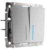 Werkel W1122109 Выключатель двухклавишный проходной с подсветкой cеребряный рифленый