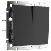Werkel W1122008 Выключатель двухклавишный проходной черный матовый