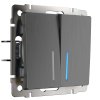 Werkel W1120104 Выключатель двухклавишный с подсветкой графит рифленый