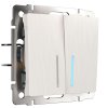 Werkel W1120113 Выключатель двухклавишный с подсветкой перламутровый рифленый