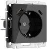 Werkel W1171748 Розетка с заземлением, шторками и USB тип A+C черный акрил