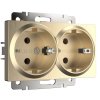 Werkel W1172010 Розетка двойная с заземлением шампань рифленый