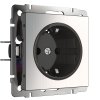 Werkel WL02-SKGS-01-IP44 Розетка с заземлением и шторками (глянцевый никель) (a051076)