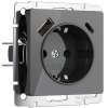 Werkel W1171744 Розетка с заземлением, шторками и USB тип A+C графит акрил