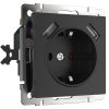 Werkel W1171508 Розетка с заземлением, шторками и USBх2 черный матовый