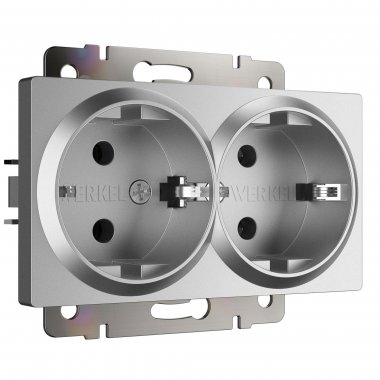 Фотография товара 'Werkel W1172065 Розетка двойная с заземлением серебряный матовый'