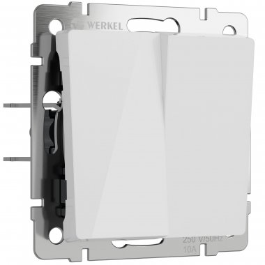 Фотография товара 'Werkel W1122041 Выключатель двухклавишный проходной белый акрил'