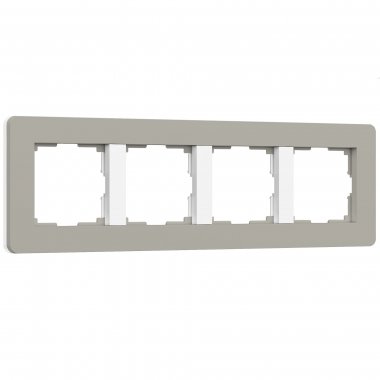 Фотография товара 'Werkel W0043067 W0043067/ Рамка на 4 поста Split (дымчатый/белый, soft-touch)'