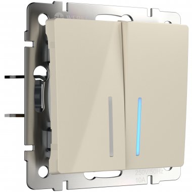 Фотография товара 'Werkel WL03-SW-2G-LED-ivory Выключатель двухклавишный с подсветкой'