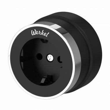 Фотография товара 'Werkel W5871051 Розетка с заземлением Vintage черный матовый/хром'