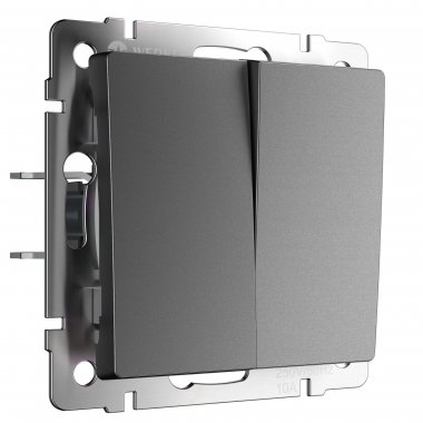 Фотография товара 'Werkel W1122064 Выключатель двухклавишный проходной графит матовый'