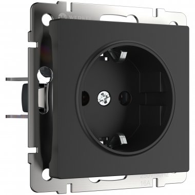 Фотография товара 'Werkel WL08-SKG-01-IP20 Розетка с заземлением (черный матовый)'