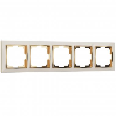 Фотография товара 'Werkel W0051932 Рамка из поликарбоната на 5 постов Snabb слоновая кость/золото'