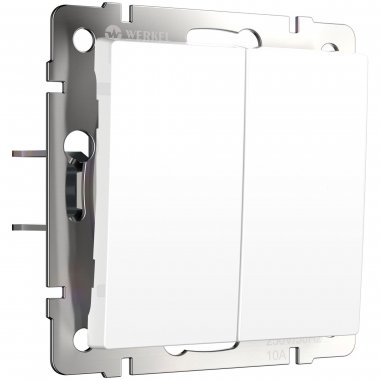 Фотография товара 'Werkel W1122461 Выключатель двухклавишный с самовозвратом белый матовый'