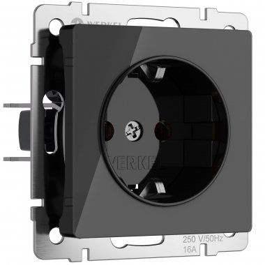 Фотография товара 'Werkel W1171148 Розетка с заземлением и шторками черный акрил'