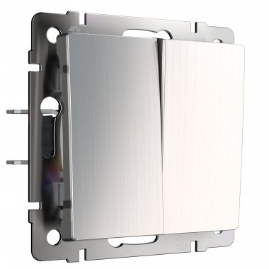 Фотография товара 'Werkel WL02-SW-2G Выключатель двухклавишный (глянцевый никель)'