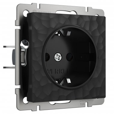 Фотография товара 'Werkel W1271108 Розетка с заземлением и шторками черный'
