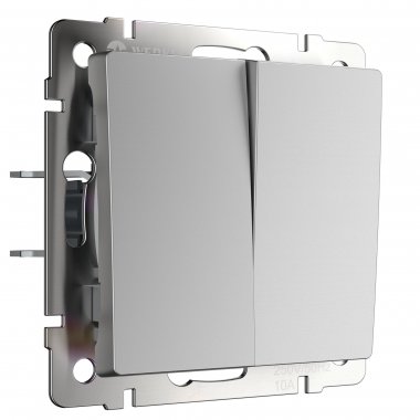 Фотография товара 'Werkel W1123008 Перекрестный переключатель двухклавишный серебряный'