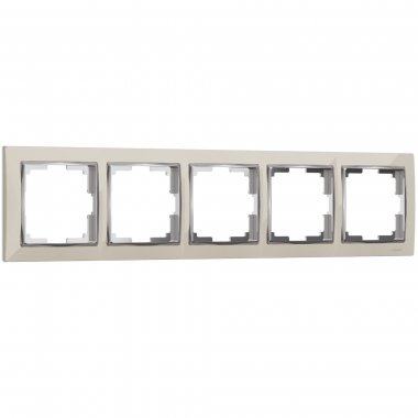 Фотография товара 'Werkel W0051903 Рамка из поликарбоната на 5 постов Snabb слоновая кость/хром'