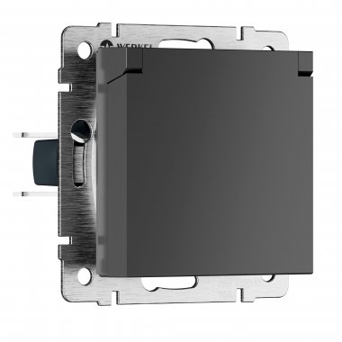 Фотография товара 'Werkel W1171264 Розетка влагозащ. с зазем. с защит. крышкой и шторками N (графит матовый)'