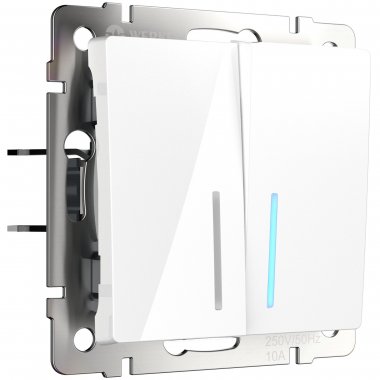 Фотография товара 'Werkel W1120101 Выключатель двухклавишный с подсветкой белый'