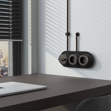 Фотография товара 'Werkel W6452508 Ретро кабель витой 2х1,5 черный 50 м'