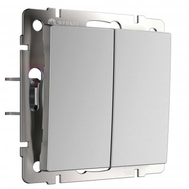 Фотография товара 'Werkel W1122406 Выключатель двухклавишный с самовозвратом серебряный'