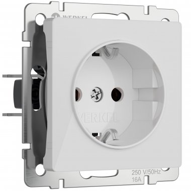 Фотография товара 'Werkel W1171141 Розетка с заземлением и шторками белый акрил'