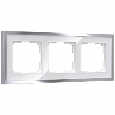 Фотография товара 'Werkel W0032850 Рамка из металла на 3 поста Baguette белый/серебро'