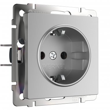 Фотография товара 'Werkel W1171006 Розетка с заземлением (серебряный)'