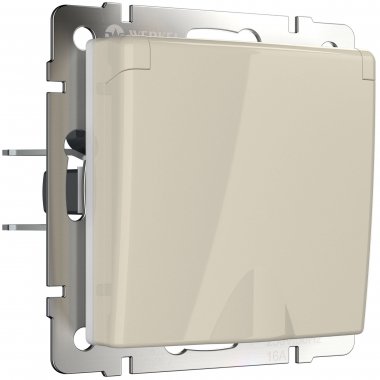 Фотография товара 'Werkel WL03-SKGSC-01-IP44-ivory Розетка влагозащ. с зазем. с защит. крышкой и шторками'