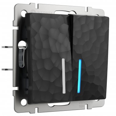 Фотография товара 'Werkel W1222108 Выключатель двухклавишный проходной с подсветкой черный'