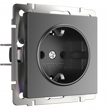 Фотография товара 'Werkel W1171064 Розетка с заземлением графит матовый'