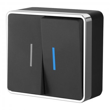 Фотография товара 'Werkel WL15-03-03 Выключатель Werkel черный двухклавишный с подсветкой Gallant WL15-03-03'