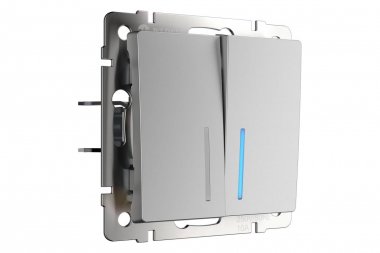 Фотография товара 'Werkel WL06-SW-2G-2W-LED Выключатель двухклавишный проходной с подсветкой'