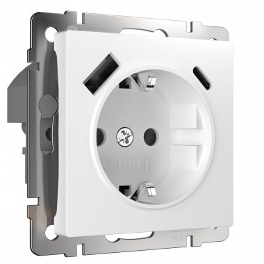 Фотография товара 'Werkel W1171701 Розетка с заземлением, шторками и USB тип A+C белый'