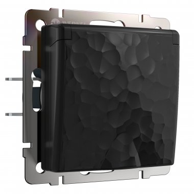 Фотография товара 'Werkel W1271208 Розетка влагозащ. с зазем. с защит. крышкой и шторками черный'