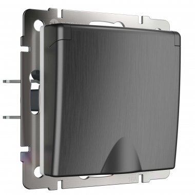 Фотография товара 'Werkel W1171204 Розетка влагозащ. с зазем. с защит. крышкой и шторками графит рифленый'