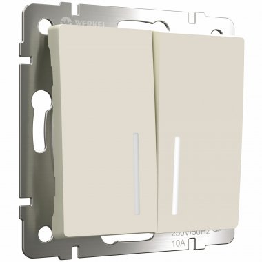 Фотография товара 'Werkel W1120162 Выключатель двухклавишный с подсветкой айвори матовый'