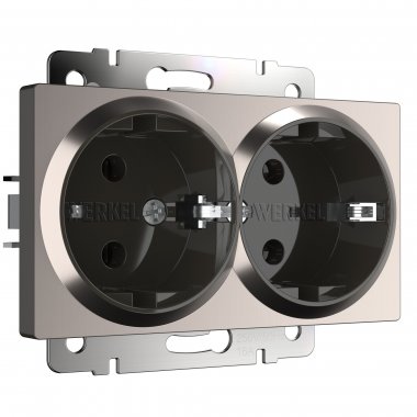 Фотография товара 'Werkel W1172002 Розетка двойная с заземлением глянцевый никель'